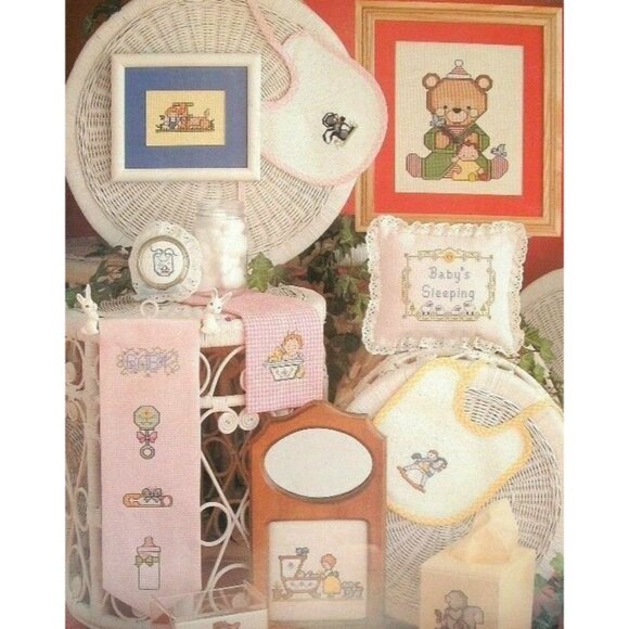 Cross Stitch Leisure Arts Just For Baby Charted 190 Dick Martin Vintage - Picture 3 of 4
